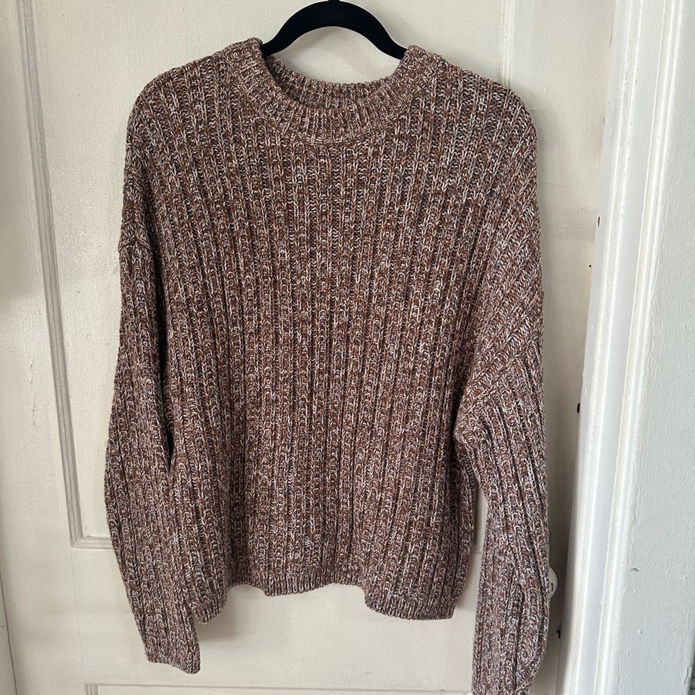 Universal Thread Brown Marled Ribbed Crewneck Swe… - image 1